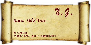 Nanu Gábor névjegykártya